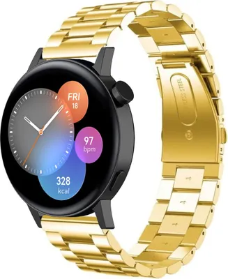 Produktbild von Strap-it Stahlband - Kompatibel mit Huawei Watch GT 3Armband 42mmEdelstahl Huawei watch strap Armband mit butterfly Faltschließe für 20mmArmband Gold