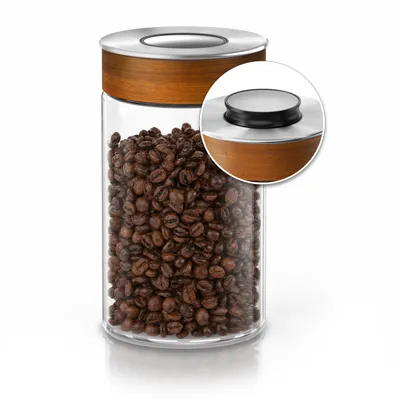 Zdjęcie produktu dla Szklane pojemniki Arendo o pojemności 1000 ml, wykonane z borokrzemianu, z hermetycznym zakrętką próżniową, pokrywką ze stali nierdzewnej z uszczelką silikonową, z dużym otworem, szklany pojemnik do przechowywania, 1 sztuka, przezroczysty