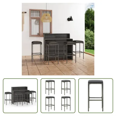 Produktbild von The Living Store 5-tlg. Gartenbar-Set mit Kissen Grau
