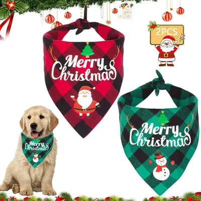 Produktbild von 2 Stück Weihnachtliche Halstücher für Haustiere, Halsbänder für Hunde und Katzen