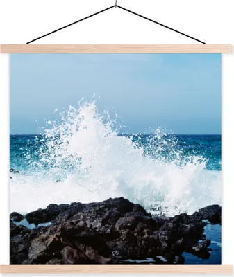 Produktbild von MuchoWow® Textilposter Stein - Golf - Meer 60x60 cm mit holzfarbenen Rahmen - Wanddekoration