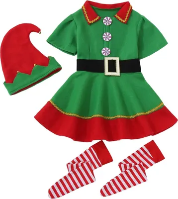 Obrázek produktu pro ASKSA Ženy Muži Vánoční Elf Kostým Vánoční Elf Děti Elf Kostým Elf Kostým Cosplay Vánoční oblečení,Žena,Velikost:90