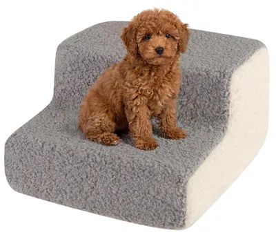 Image de COSTWAY : escalier pour chien à 2 marches, escalier portable pour petits chiens, escalier pour chat avec housse amovible et lavable, escalier pour animaux de compagnie, gris doux