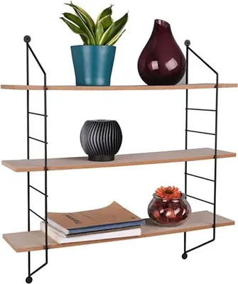 Produktbild von Wandregal, Metall schwarz, 3 Regalböden, H 60 cm