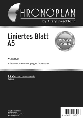 Zdjęcie produktu dla Chronoplan 50305 Wkład wymienny "z podszewką" - A5, 50 kartek