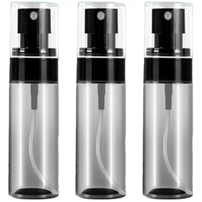 Produktbild von Kleine Sprühflasche mit feinem Nebel, 3 Stück, Reise-Sprühflaschen für Haar und Gesicht, nachfüllbare Reisegröße, Haarsprayflaschen (durchscheinend schwarz, 100 ml)