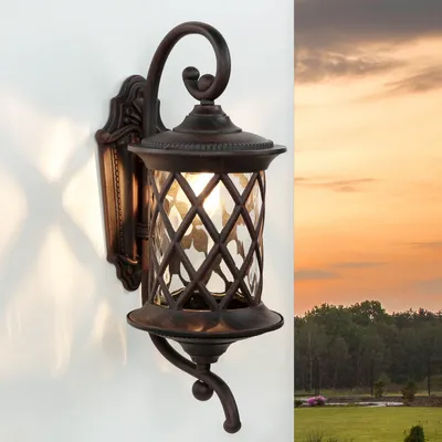 Immagine prodotto di Luce da esterno rustica nero-marrone lanterna da parete giardino casa cortile