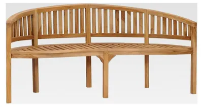 Produktbild von Teak Massiv Sitzbank in Bananenform, Gartenbank, Parkbank, Holzbank, 180 cm