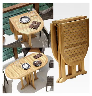 Produktbild von Gartentisch Balkon 120x60x75 cm oval, klappbar, Teakholz