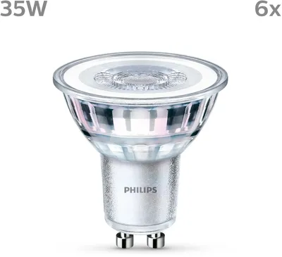 Produktbild von Philips Spot 35W PAR16 GU10 x6, 3,5 W, 35 W, GU10, 275 lm, 15000 h, Kaltweiße