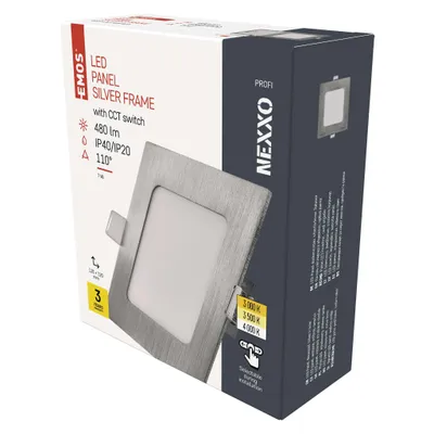 LED-Einbauleuchte NEXXO, quadratisch, silber, 7W, mit change CCT