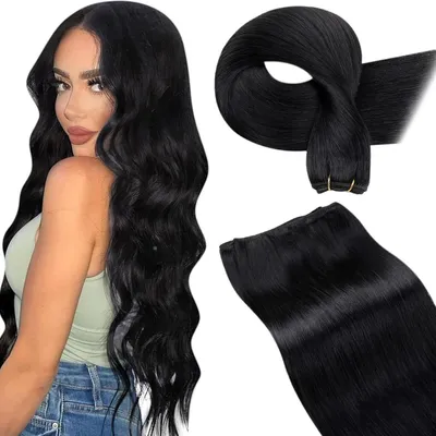 Produktbild von Echthaar Tressen 55cm Haarverlängerung 100g Weft Extensions Lang Remy Echthaar
