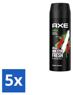 Productafbeelding van 5 x Axe Deodorant Spray Africa - 150 ml - Voordeelverpakking - 5 stuks