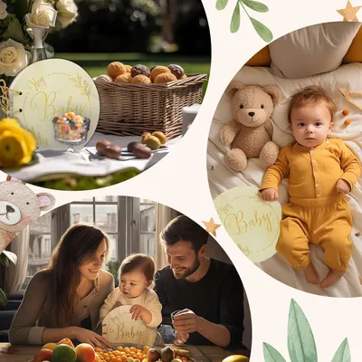 Produktbild von Hölzernes Babyshower-Gästebuch - 80 Seiten für Wünsche und Ratschläge