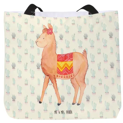 Produktbild von Mr. & Mrs. Panda Tote Bag Alpaka Stolz - Kaktus Grün - Geschenk, Stoffbeutel, Reisetasche, Einkaufstasche, Lama, Schultasche, Tasche