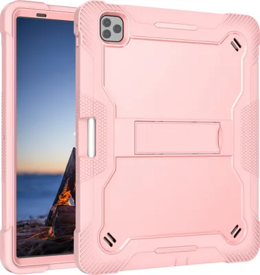 Produktbild von Schutzhülle für iPad Pro 12,9 2022/2021/2020/2018 Robust Hybrid Tablet Hülle mit Ständer Roségold