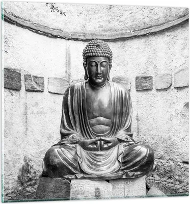 Produktbild von Bilder auf glas - Einteilig - Japanisch Buddha Statue - 30x30cm - Glasbilder - Wandbilder - Bilder - zum Aufhängen bereit - Wanddekoration aus Glas - Glas Bilder - Wandbild auf Glas - GAC30x30-4329