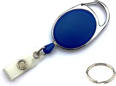 Produktbild von 1x BLAU Ausweisjojo mit EXTRA reißfester POWERCORD Schnur Schlüsselanhänger Jojo Zipper oval mit Druckknopf Lasche & Schlüsselring Anhänger