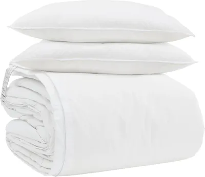 Produktbild von vidaXL Bettdecken Set mit Kissen 3 pcs Weiß Daunenfeder