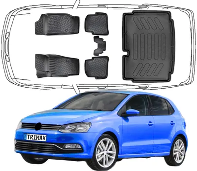 Produktbild von 3D Fußmatten & *Untere * Kofferraumwanne Auto Set Kompatibel mit VW POLO 5 Typ 6R & 6C 2009 - 2017