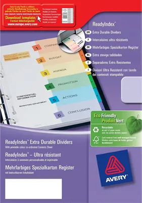 Image de Intercalaires imprimables 5 pièces pour classeurs A4