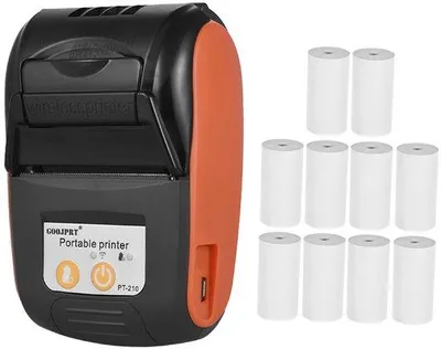 Zdjęcie produktu dla Przenośna drukarka termiczna 58 mm - Ręczna drukarka paragonowa do sklepów, restauracji, logistyki, w zestawie 10 rolek papieru