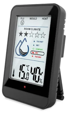 Produktbild von Miraval Raumklimastation Schwarz mit Hygrometer, Schimmelwarner,Temperatur- & Luftfeuchtigkeitsanzeige