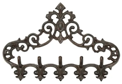 Garderobenhaken aus Gusseisen, 5 Haken, rustikal, Wandmontage