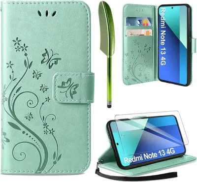 Produktbild von AROYI Xiaomi Redmi Note 13 4G Wallet Hülle Minzgrün