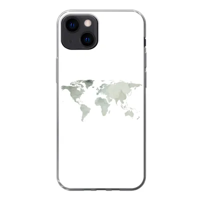 Produktbild von MuchoWow® Handyhülle Schutzhülle Hülle für iPhone 13 Weltkarte - Grün - Grau Silikon Softcase Handy Hülle - Karteninhaber