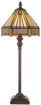 Zdjęcie produktu dla Casa Padrino luksusowa lampa stołowa Tiffany żółty / czarny / brązowy 20 x 20 x h. 51 cm - Elegancka lampa biurkowa - Akcesoria dekoracyjne