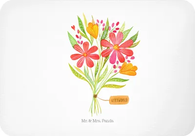 Produktbild von Mr. & Mrs. Panda magnet Blumenstrauß - Weiß - Geschenk, Dankeschön, Kühlschrankmagnet, zettelhalter, Vielen Dank, whiteboardmagnet, holzmagnet, haftmagnet, Dekoration