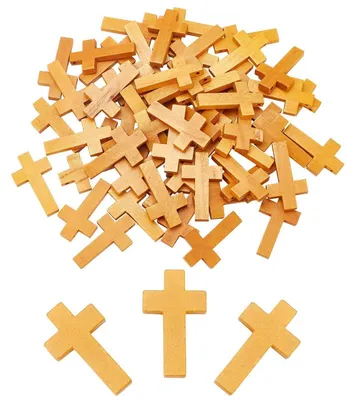 Productafbeelding van Houten kruisbedeltjes, 60 stuks, voor sieraden maken, DIY, 42x24,5x4 mm