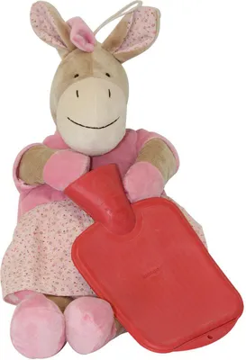 Produktbild von 0,8 L Wärmflasche Plüschtier Pferd mit Wärmetier Kuscheltier-Wärmeflasche Reißverschluss Rosa