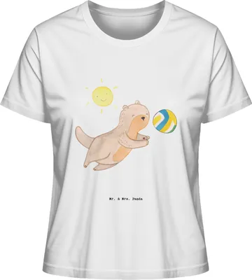 Produktbild von Mr. & Mrs. Panda Kurzarmshirt Damen Otter Beachvolleyball Größe L - Weiß - Geschenk, Oberteil, Basic T-Shirt, Volleyball, shirt, Ballsport, Baumwoll, Volleyballturnier