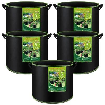 Immagine prodotto di Sacchi per coltivazione in tessuto non tessuto - 10 gallon - 5 pezzi - Con maniglie