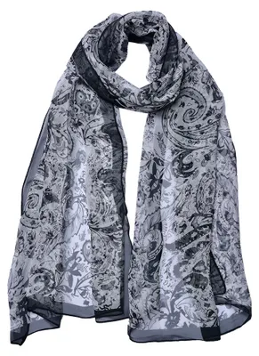 Productafbeelding van Clayre & Eef, gestreept dameschals, 50x160 cm, grijs, synthetisch materiaal