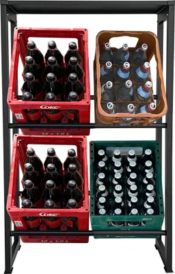 Produktbild von Getränkekistenregal 71x30x129cm mit Ablage  für 4 Kästen Getränkekistenhalter Standregal