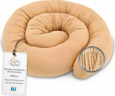 Obrázek produktu pro Polštář na boční spaní Muslinový polštář na tělo 400 cm - polštář dlouhý Postelový válec Polštář na spaní Neck Roll Beige