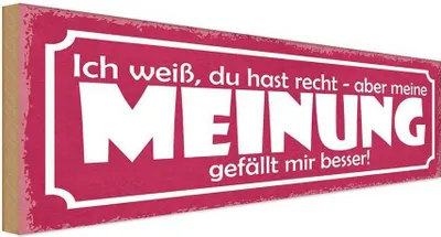 Produktbild von vianmo Holzschild 10x27 cm du hast recht aber meine Meinung Spruch Zitat