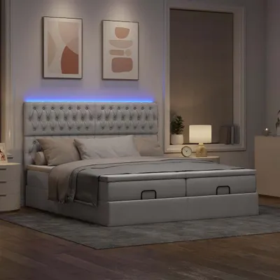 Produktbild von Maison Exclusive - Ottoman-Bett mit Matratzen & LEDs Taupe 200x200 cm Stoff