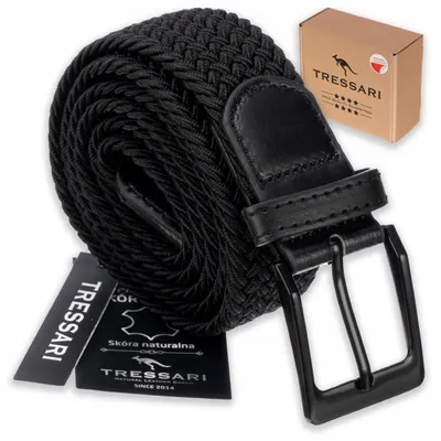 Produktbild von Tressari Elastischer Herren Damen Gürtel Gewebt Schwarz Robust