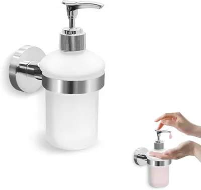 Obrázek produktu pro Dávkovač mýdla z nerezové oceli, se skleněnou nádobou, vhodný do koupelny i kuchyně, moderní design