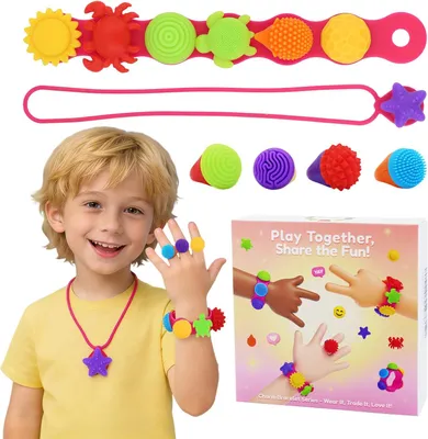 Produktbild von Fidget Ring Toys für Kinder Erwachsene Ringset, Sensorisches Spielzeug für Kinder Fidget-Armbänder, Strukturierte rotierende Ringe können Angstzuständ