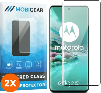 Produktbild von Mobigear Premium 4.99 Motorola Edge 40 Neo Panzerglas Gehärtetes Glas Displayschutz - Hüllenfreundlich (2er Pack)