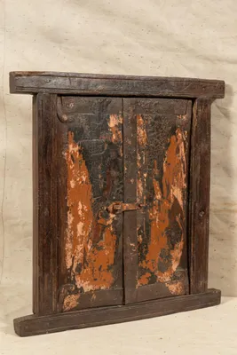 Innentür-Fenster 48,5x4,5x49,5 cm, Teakholz, antik