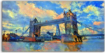Produktbild von Coloray Canvas 140x70  Wandbild Leinwand Bilder Kunst Bild Malerei London Tower Bridge