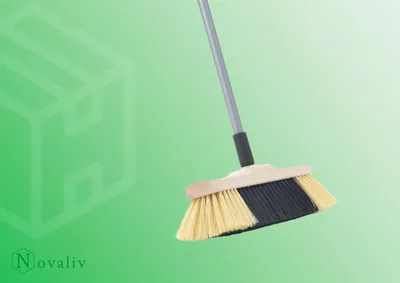 Produktbild von Novaliv 1x Zimmerbesen mit Stiel I feine Kunstborsten I Handbesen Holz I Teleskopstiel I Stubenbesen Kehrbesen Besen mit Gewinde