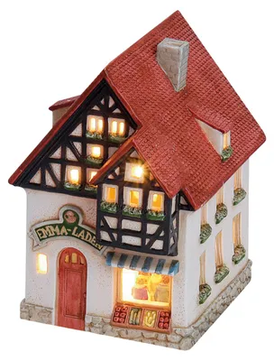 Produktbild von Wurm-Windlicht "Emma Laden" aus Porzellan, mehrfarbig (Breite/Höhe/Tiefe) 14x16x11 cm