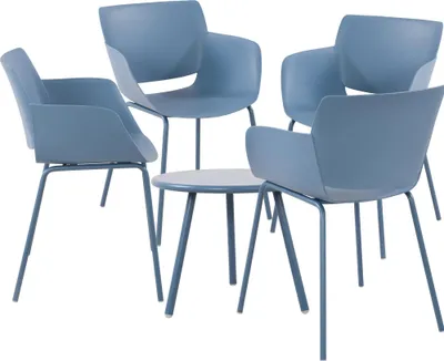 Produktbild von CLP Sitzgruppe Berena Set Tisch Berea Stühle Alpena wetterfest und UV-beständig blau 4 Stühle